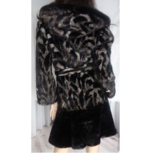 Jackets & Coats | Vintage Grey Black Hooded Fur Belted Coat Jacket ...